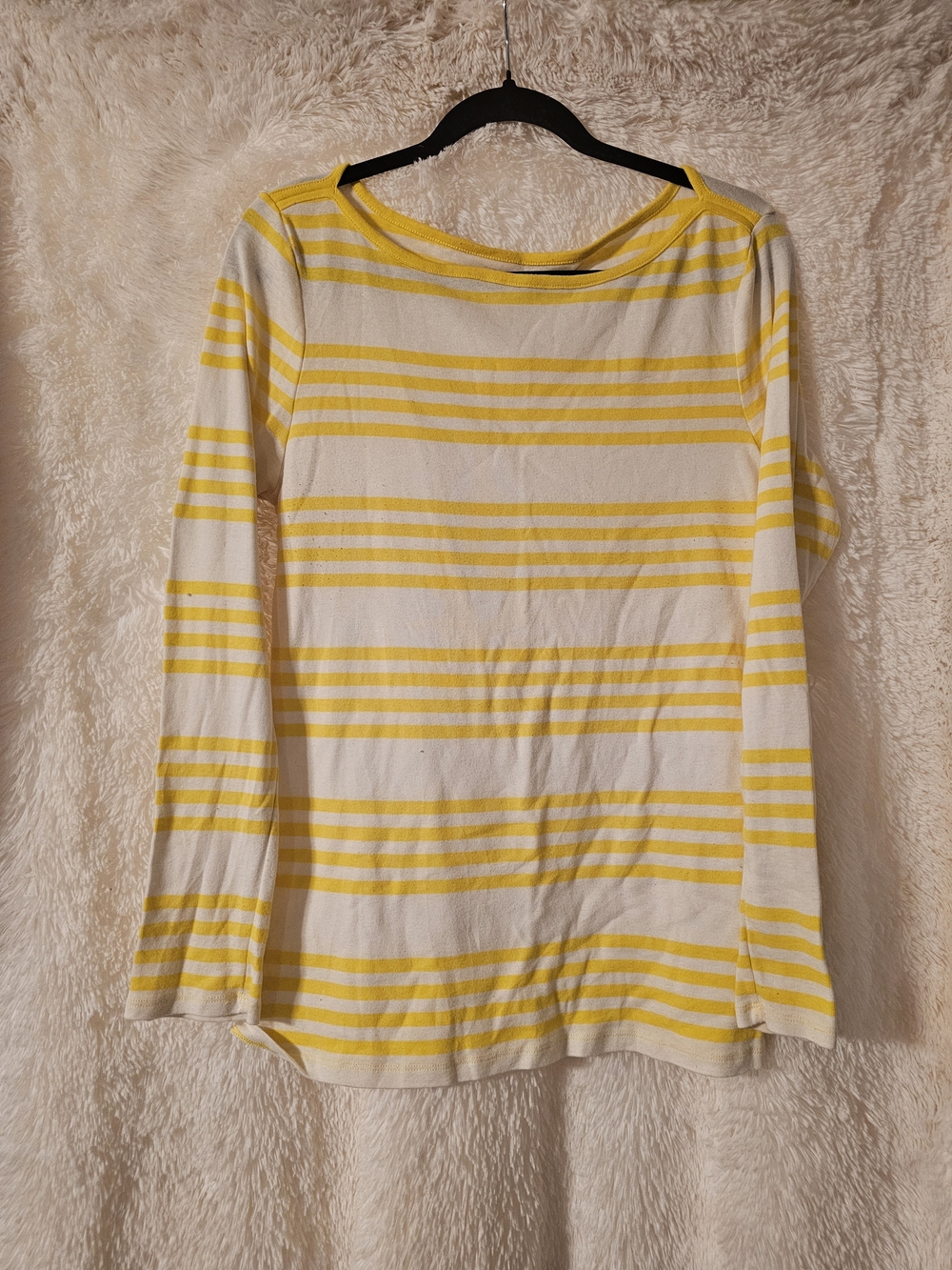 Old Navy White and Yellow Striped Long-Sleeve Tee